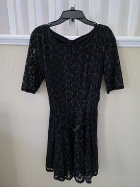 By&By Women's Black Lace Short Sleeve Women's Dress